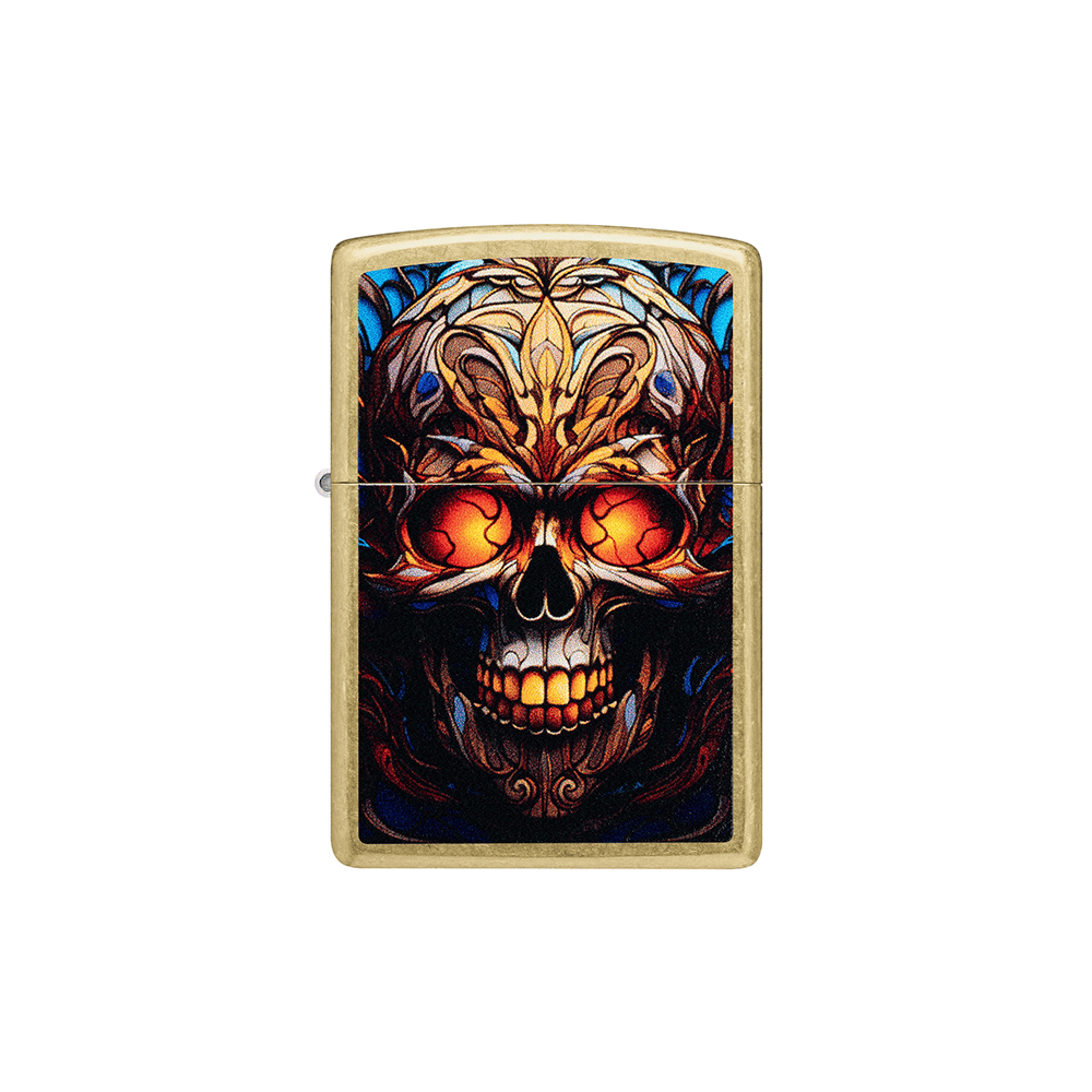 ONE Horror · Goth Zippo 46715 Stained Glass Skull Design Zippo 46715 Stained Glass Skull Design