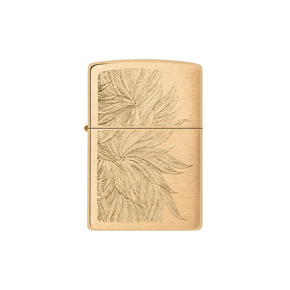 ONE Cannabis · Flower Zippo 46826 Gold Cannabis Lush Leaves Engrave Design Zippo 46826 Gold Cannabis Lush Leaves Engrave Design