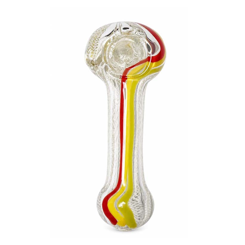 Super Supplys Inc Glass Hand Pipe 4.5" Color Line Glass Spoon Pipe 4.5" Color Line Glass Spoon Pipe