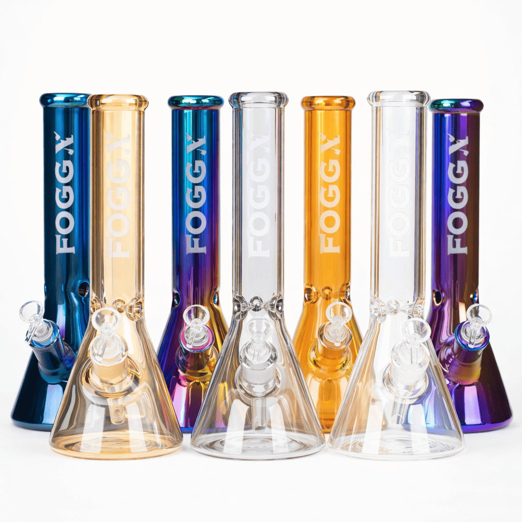 LEHIGH WHOLESALE Glass Bong FOGGX 14" Thick Glass Beaker Bong with Logo FOGGX 14" 7 mm Coloured Beaker Bong | Canada