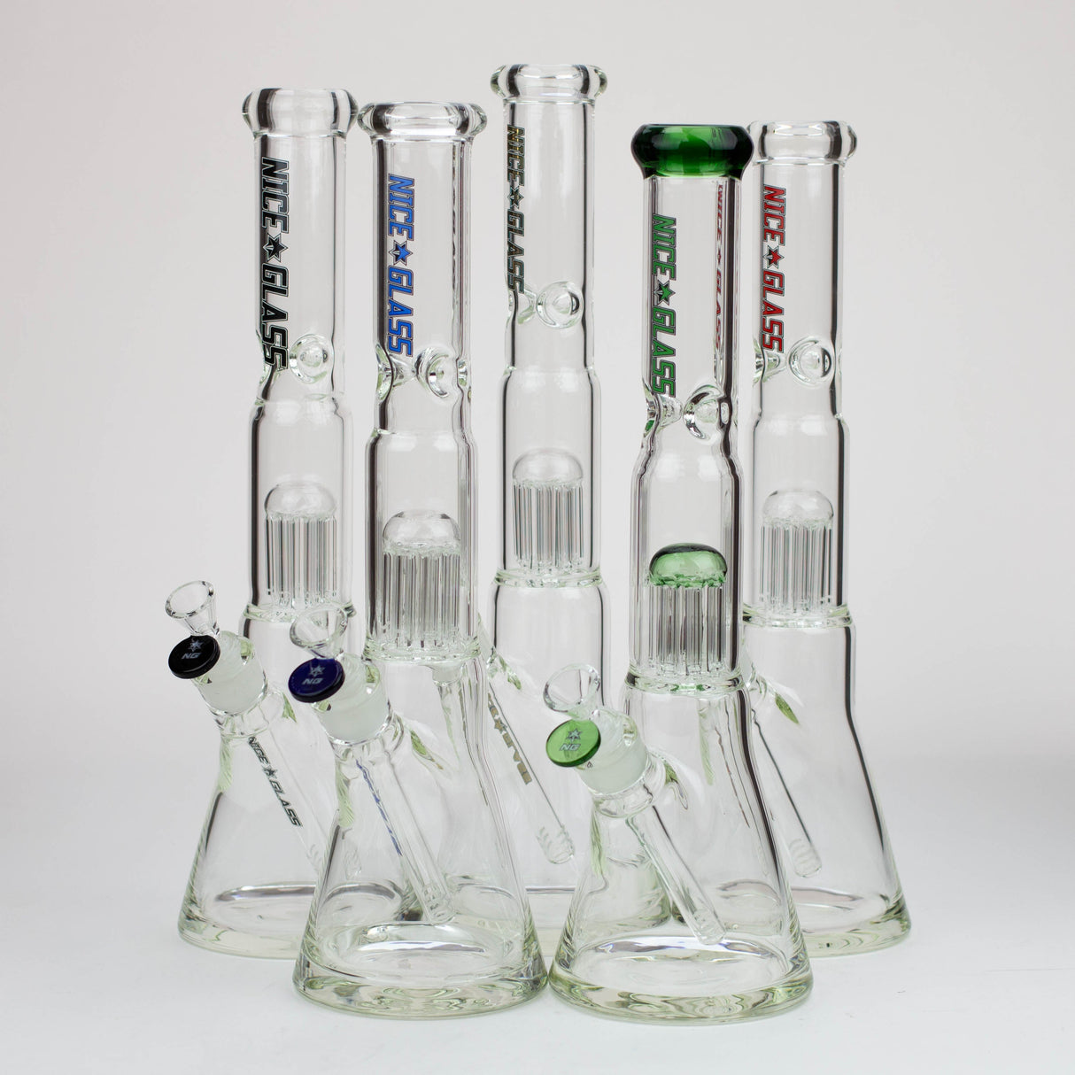Bang en verre avec percolateur arborescent à 8 bras et douille conique de 40 cm NG