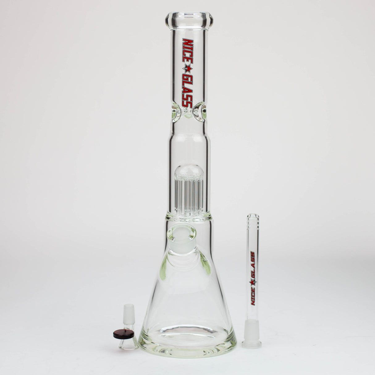 Bang en verre avec percolateur arborescent à 8 bras et douille conique de 40 cm NG