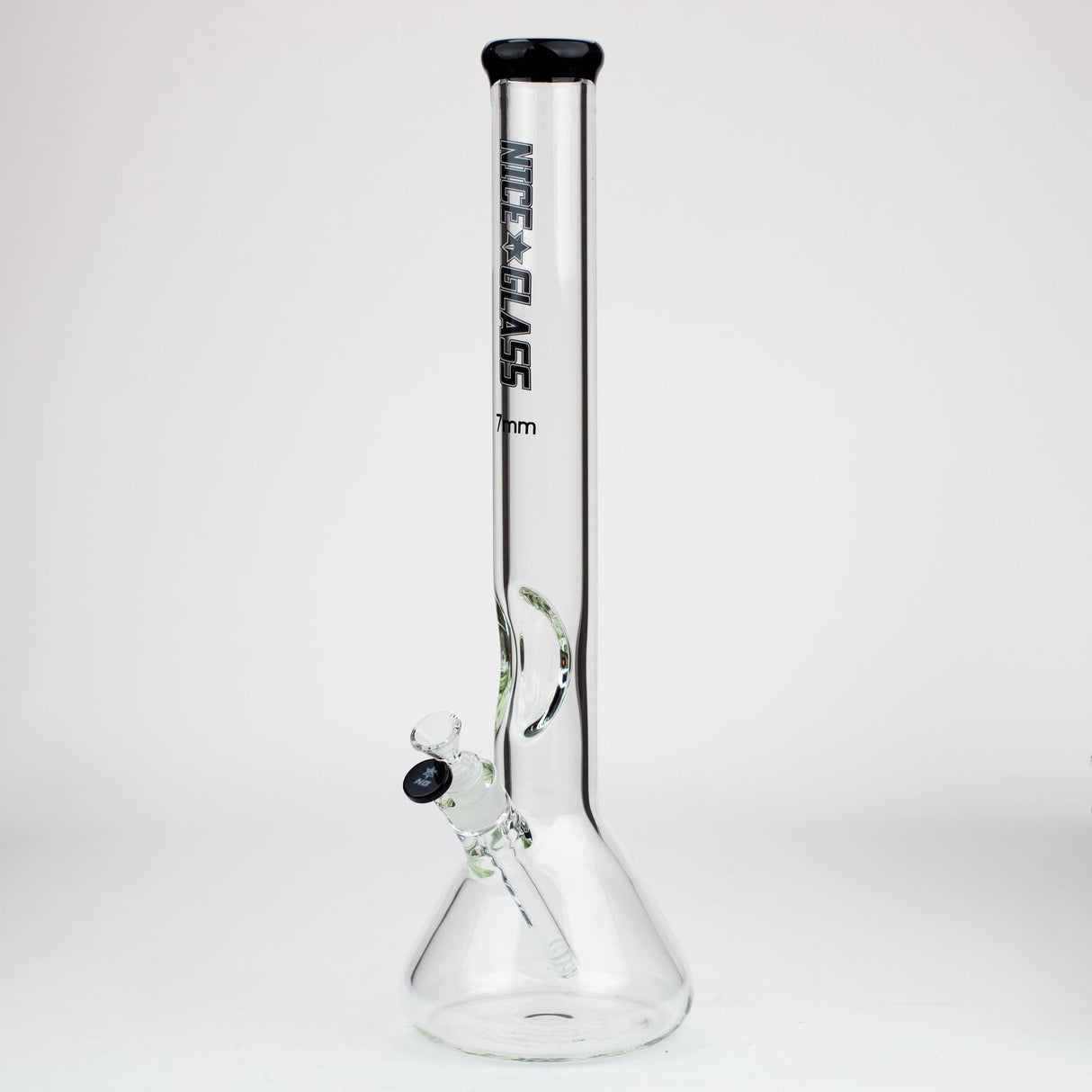 Bang en verre NG 18" coudé à embouchure plate, avec restricteur de glace, épaisseur 7mm
