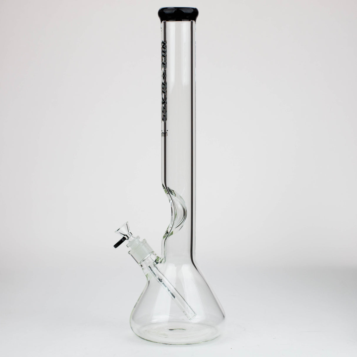 Bang en verre NG 18" coudé à embouchure plate, avec restricteur de glace, épaisseur 7mm