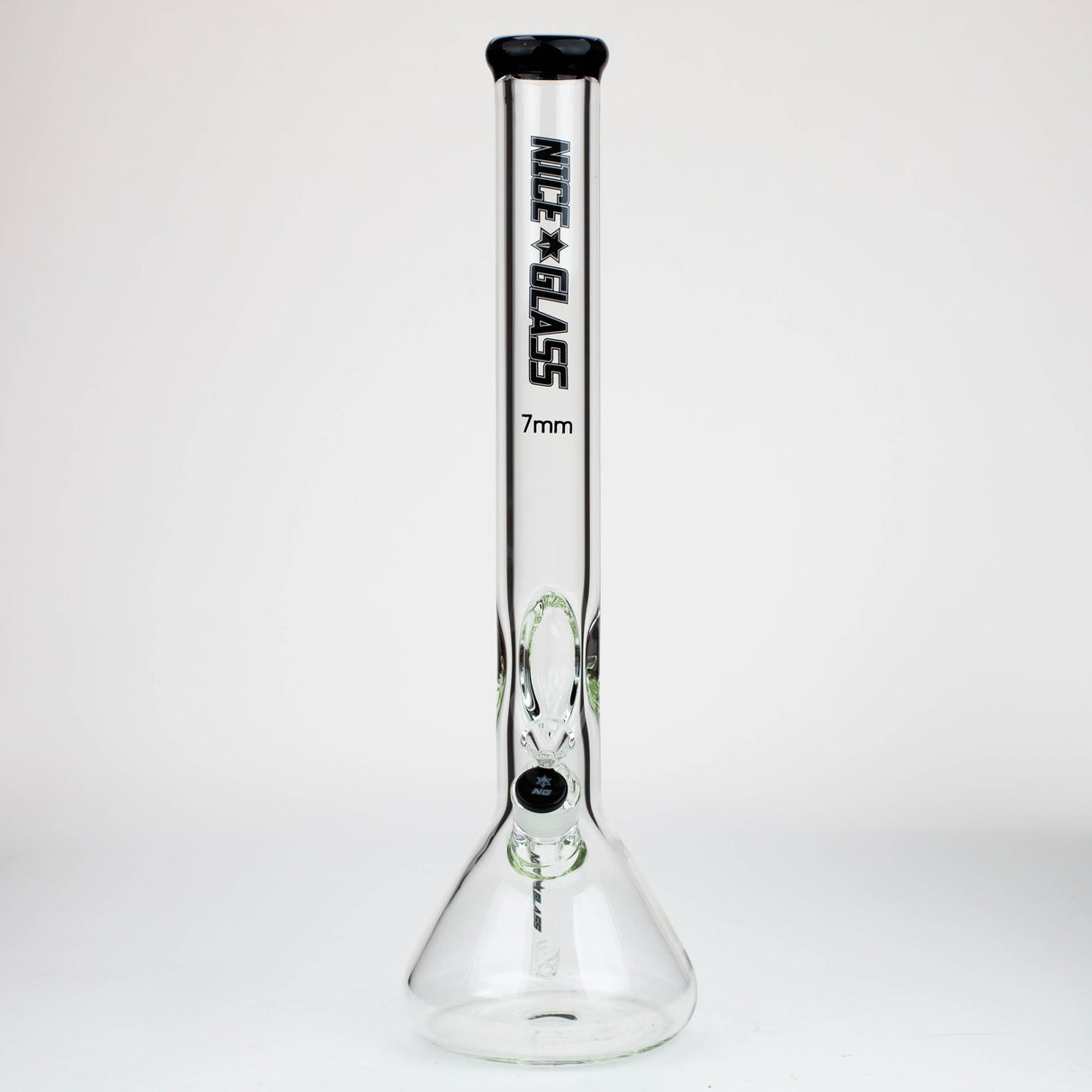 Bang en verre NG 18" coudé à embouchure plate, avec restricteur de glace, épaisseur 7mm