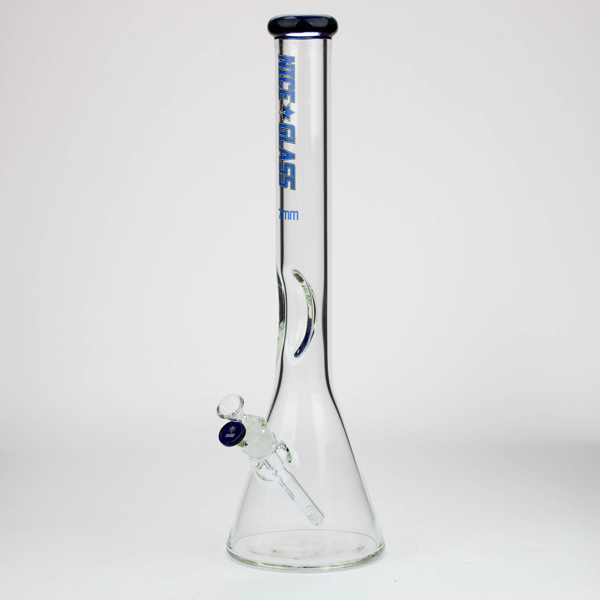 Bang en verre NG 18" coudé à embouchure plate, avec restricteur de glace, épaisseur 7mm