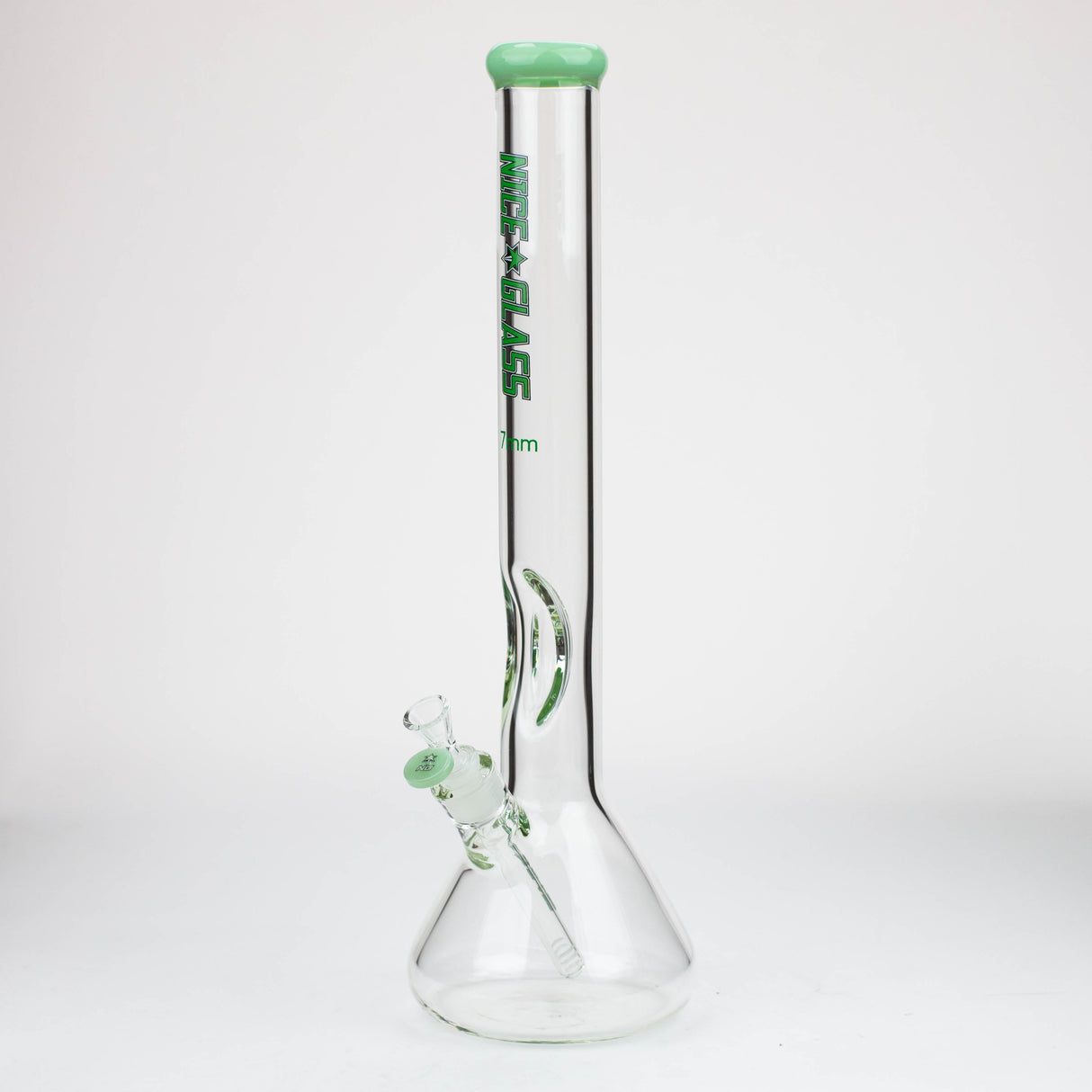 Bang en verre NG 18" coudé à embouchure plate, avec restricteur de glace, épaisseur 7mm