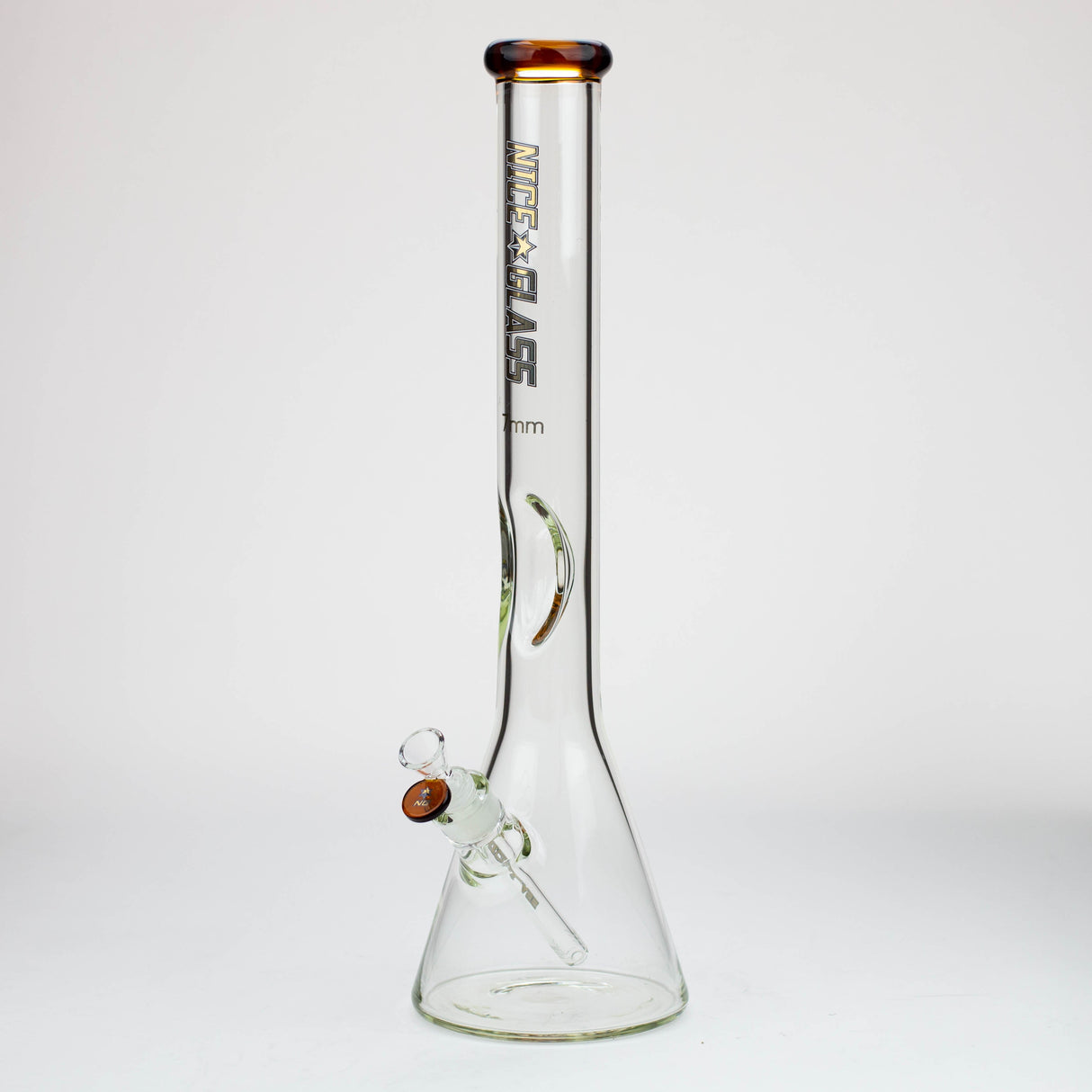 Bang en verre NG 18" coudé à embouchure plate, avec restricteur de glace, épaisseur 7mm