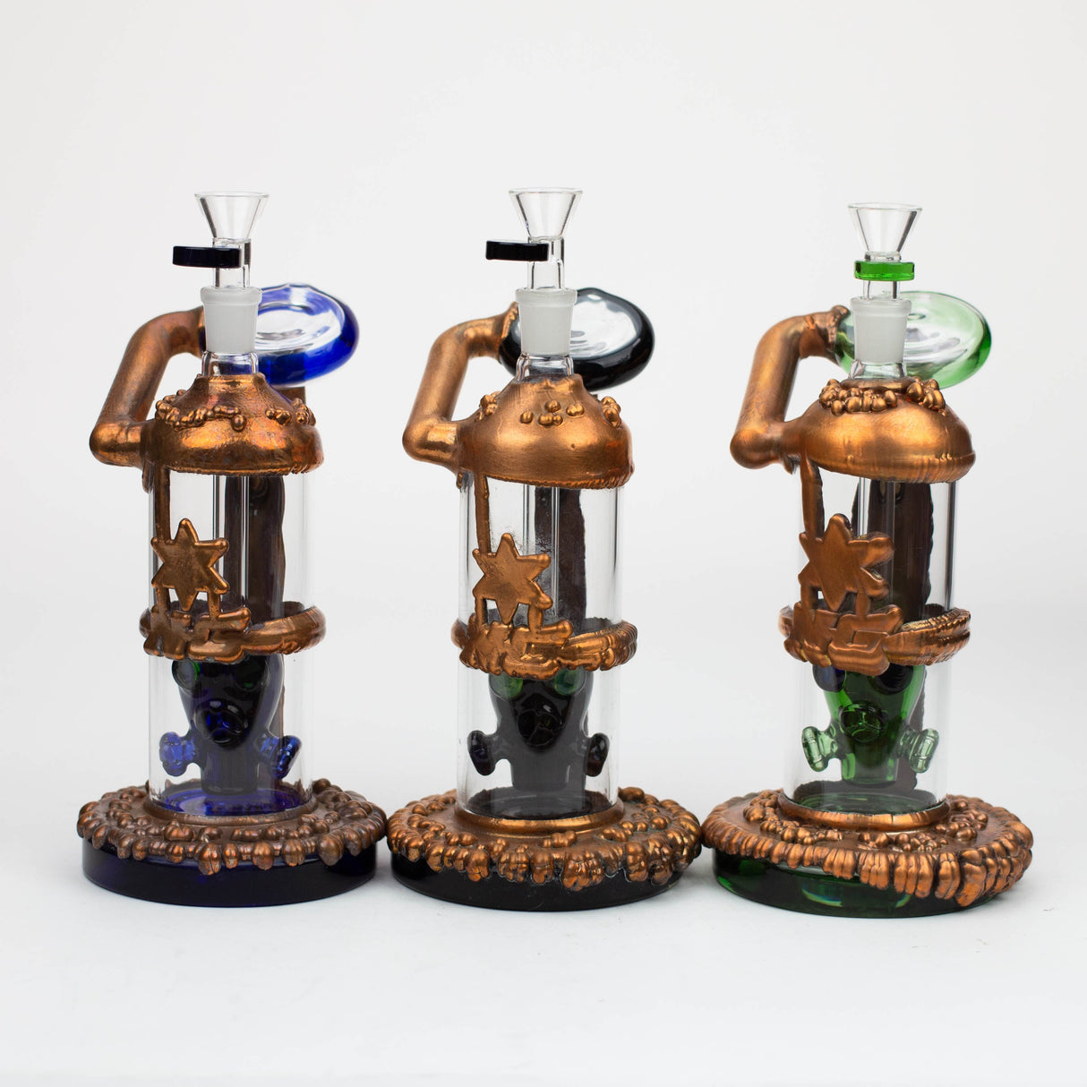 NG 9" Copper Plated Gas Mask Perc Glass Bubbler