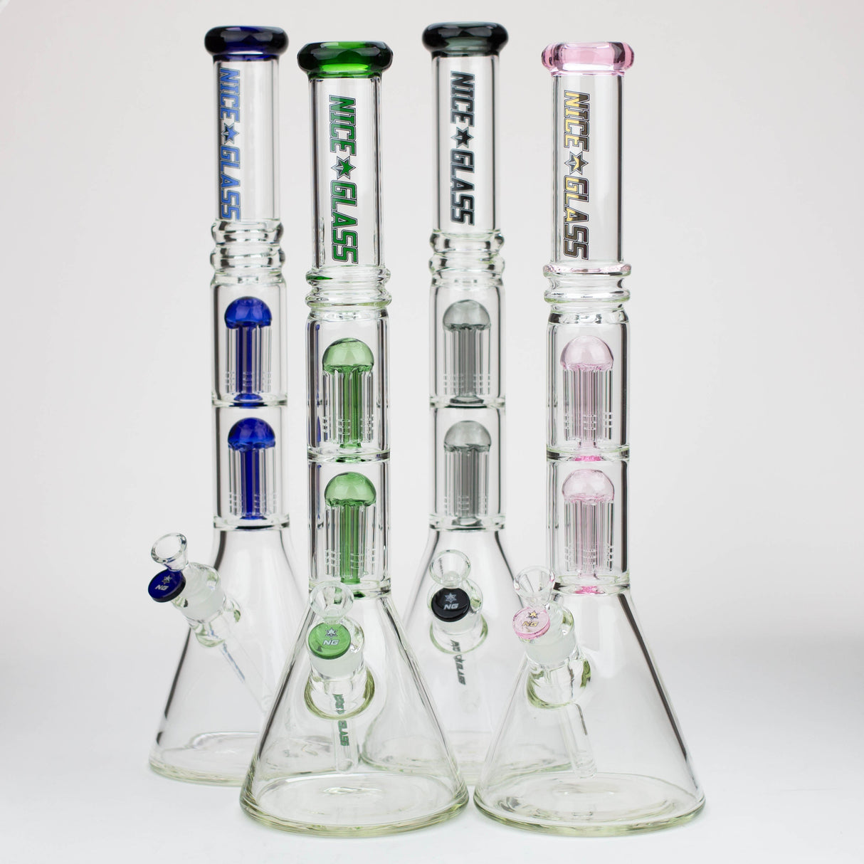 NG 19" Double 6-Arm Tree Perc Beaker Glass Bong