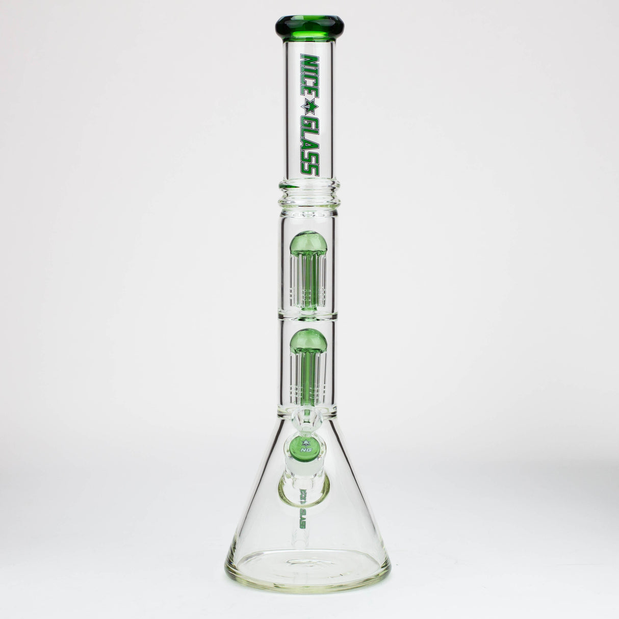 NG 19" Double 6-Arm Tree Perc Beaker Glass Bong