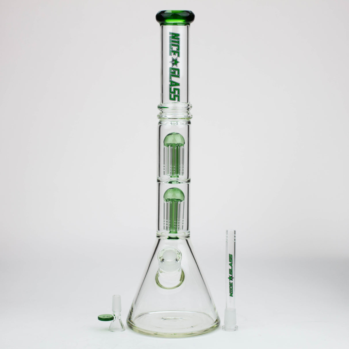 NG 19" Double 6-Arm Tree Perc Beaker Glass Bong