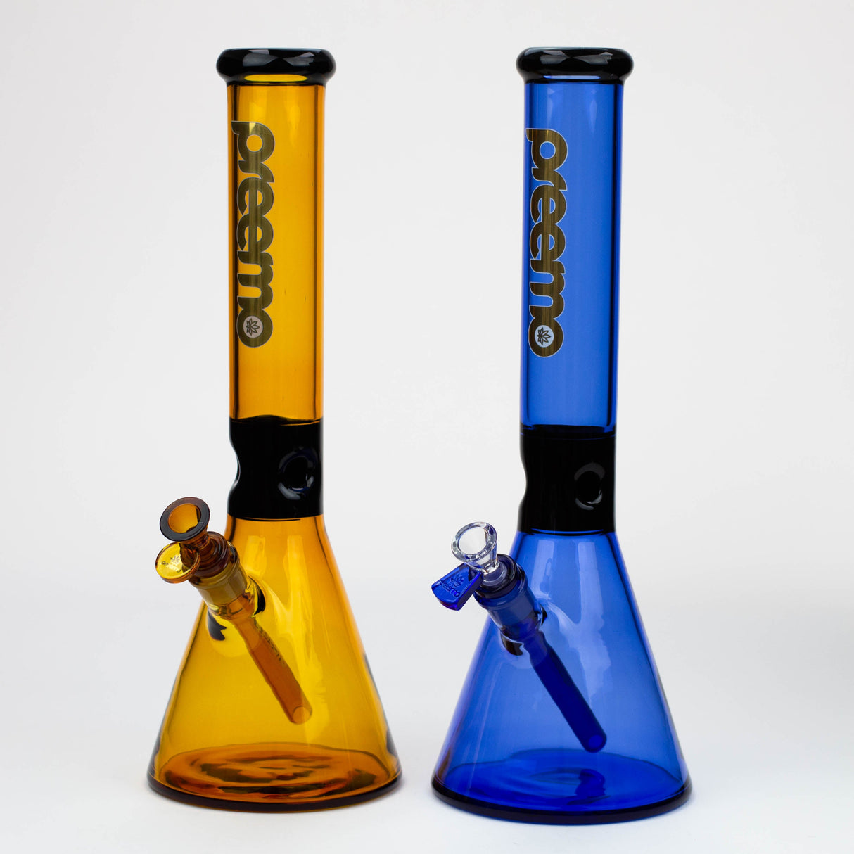 Bong en verre Preemo 15,5" noir avec motif coloré