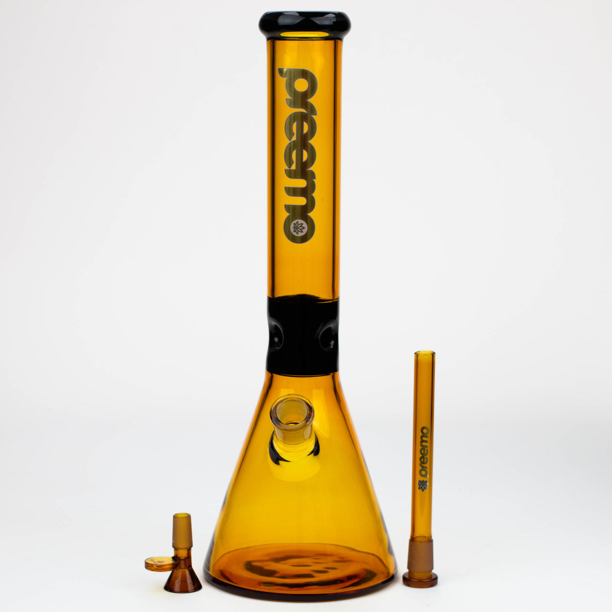 Bong en verre Preemo 15,5" noir avec motif coloré
