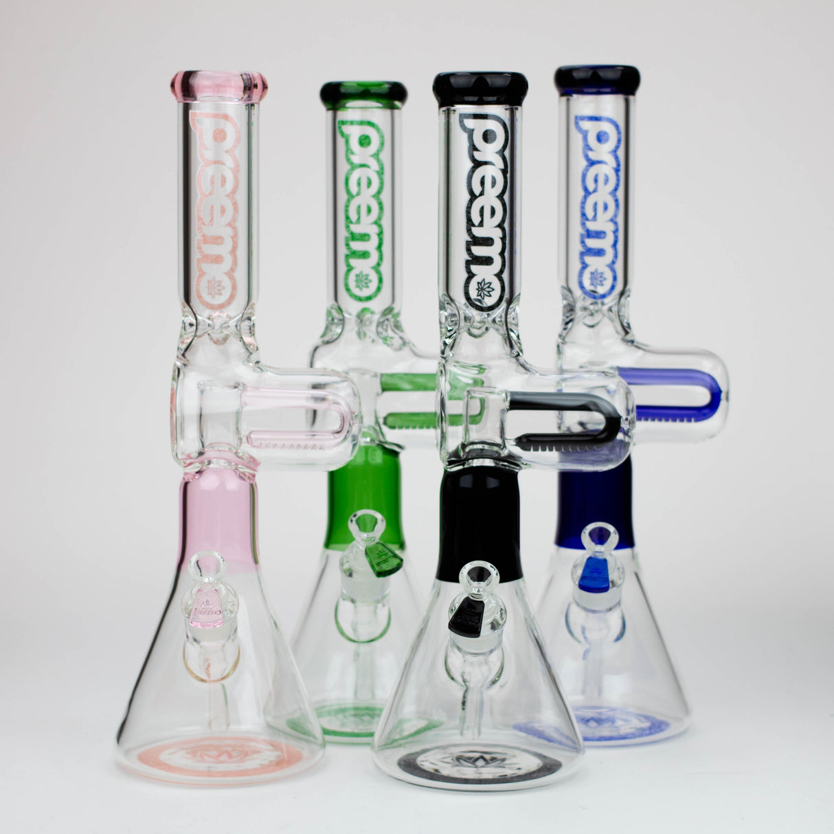 Bang en verre Preemo 18" en forme de U avec percolateur et base conique 7mm