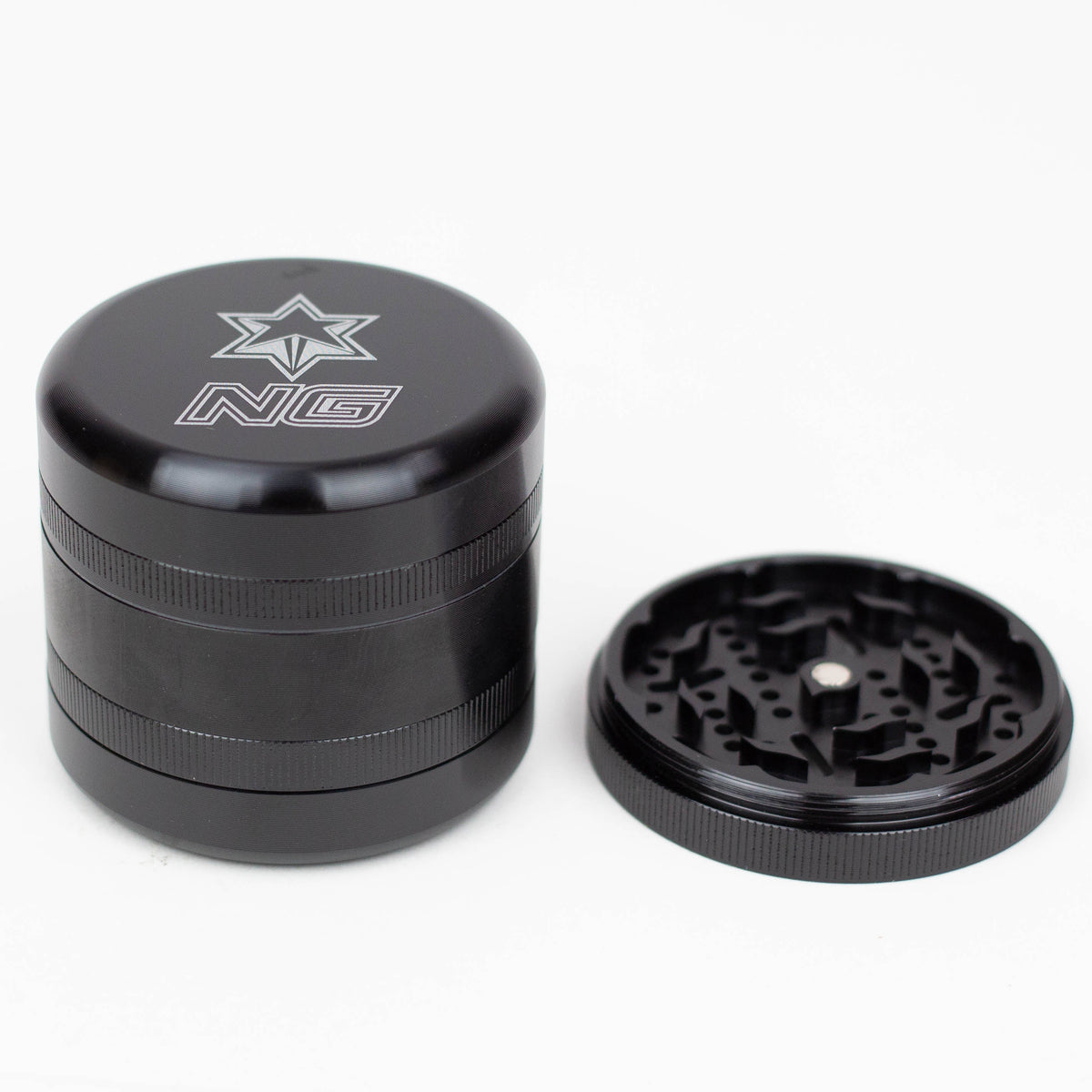 Moulin à herbes en aluminium 3 pièces avec rangement intégré – 65 mm