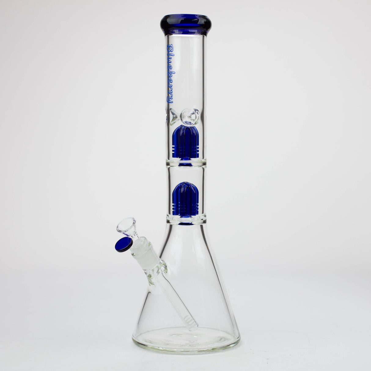 Blueberry 15" Double Tree Perc 7mm Beaker Bong