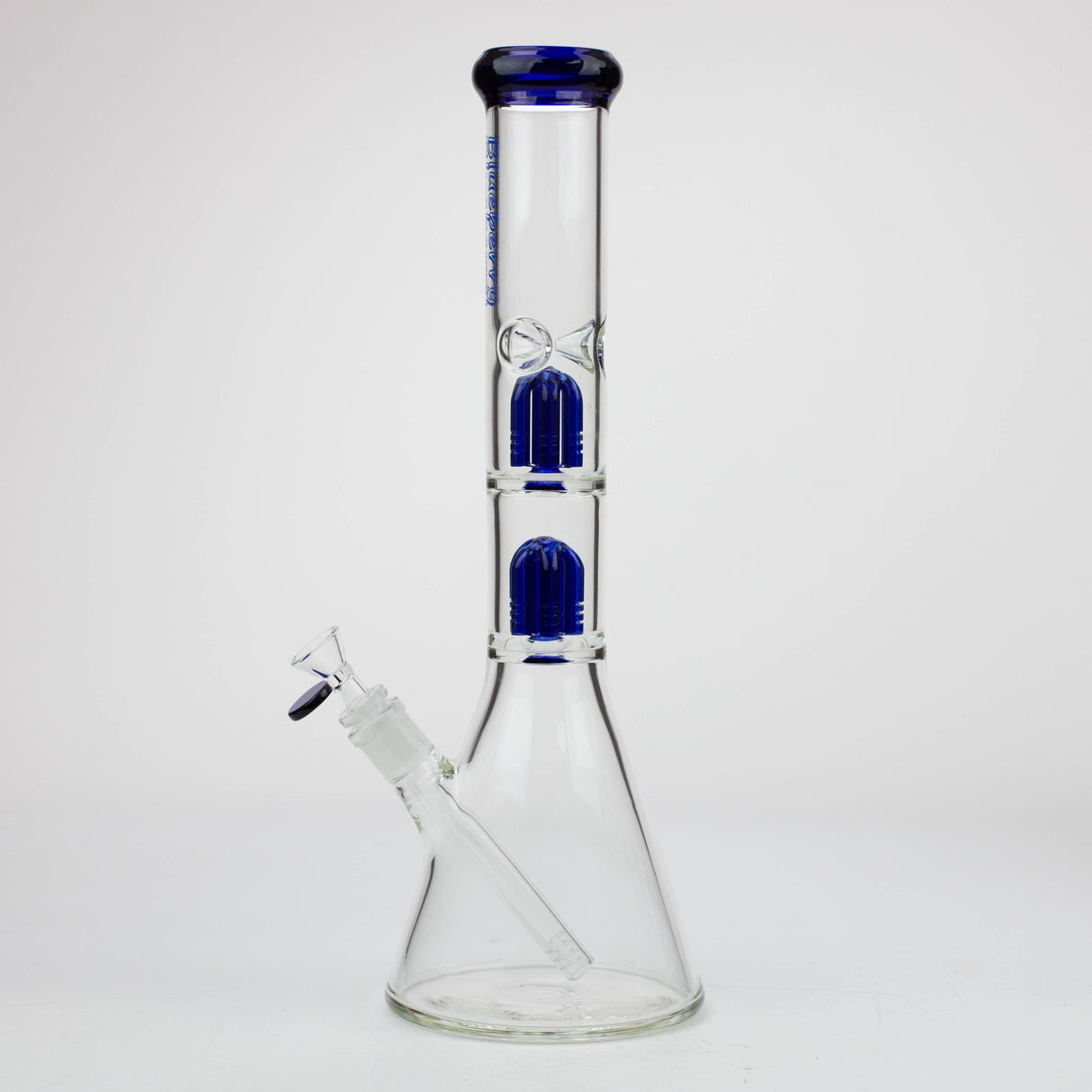 Blueberry 15" Double Tree Perc 7mm Beaker Bong