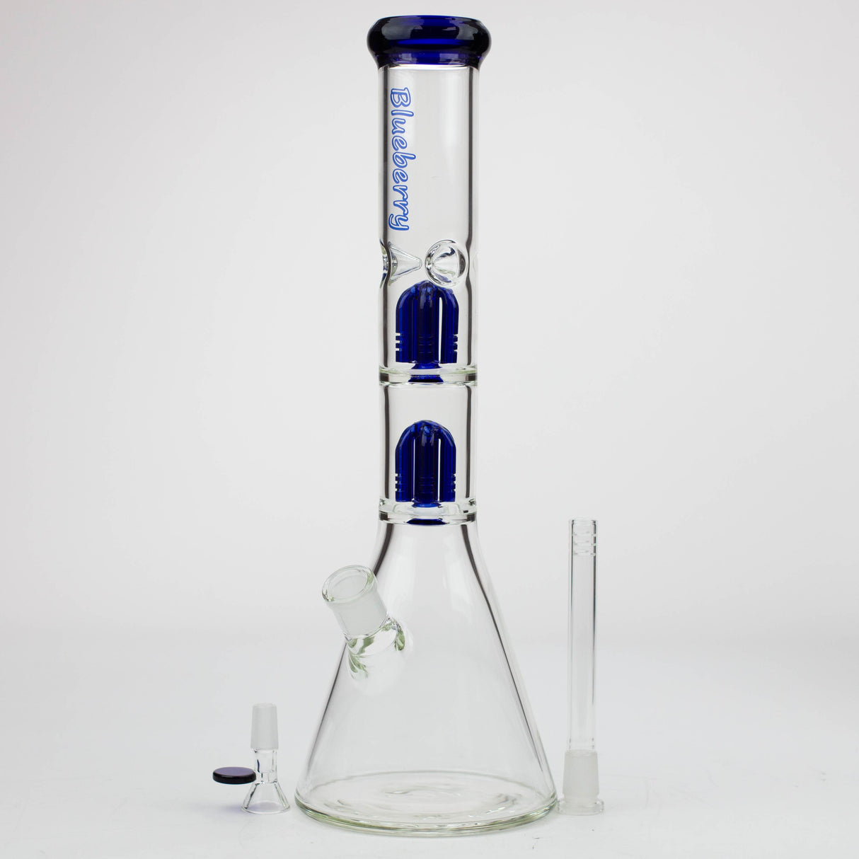 Blueberry 15" Double Tree Perc 7mm Beaker Bong
