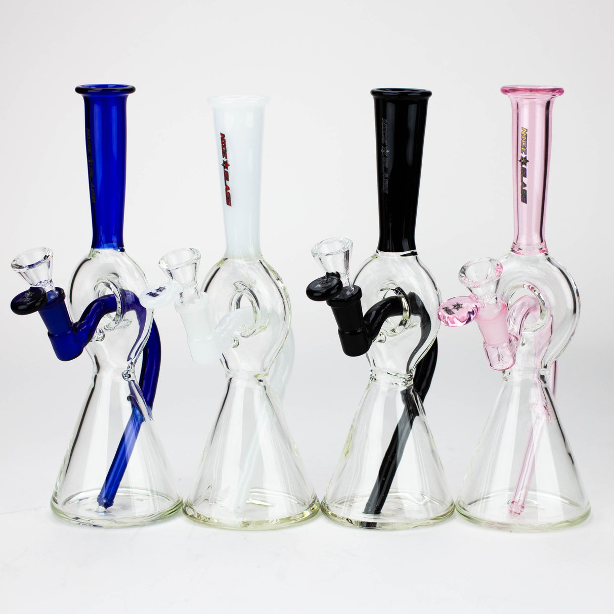 NG 10" Reverse Stem Donut Filter Beaker Glass Bong