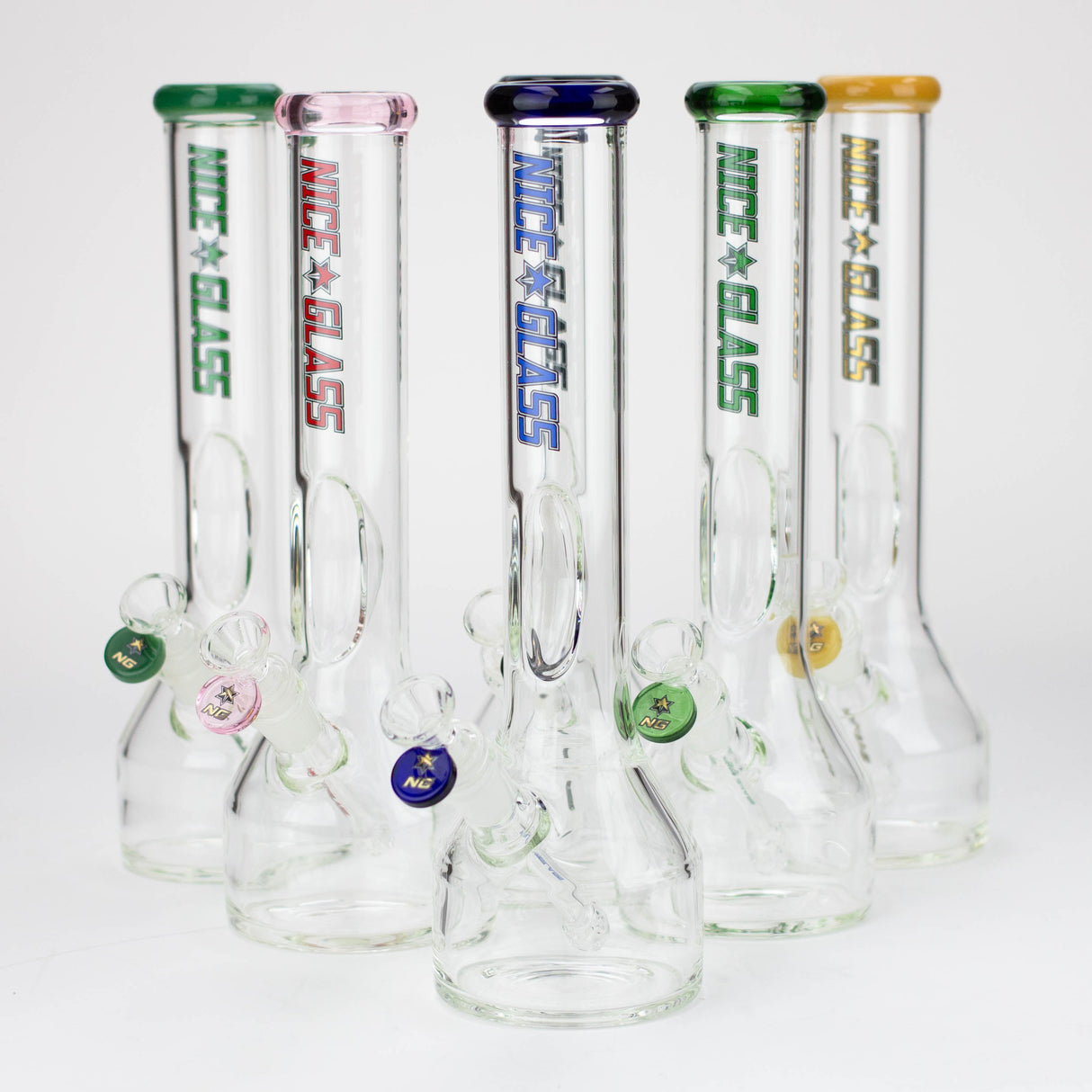 NG 13" Round Base Elbow Ice Notch Glass Bong
