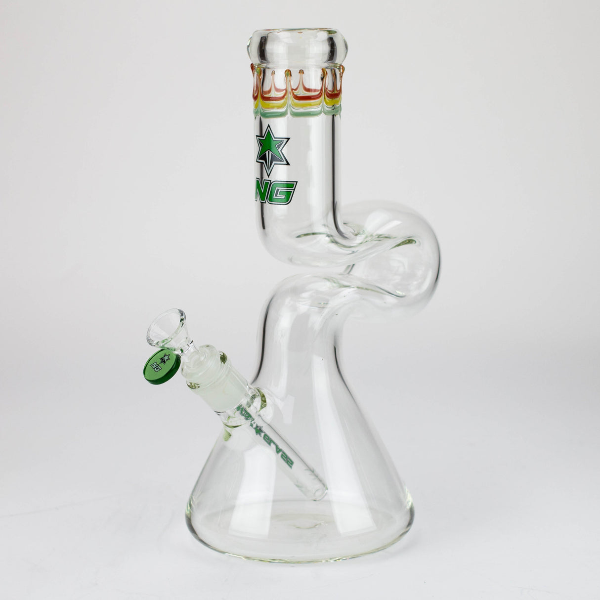Bang en verre à bec verseur NG 12" Zig-Zag de couleur