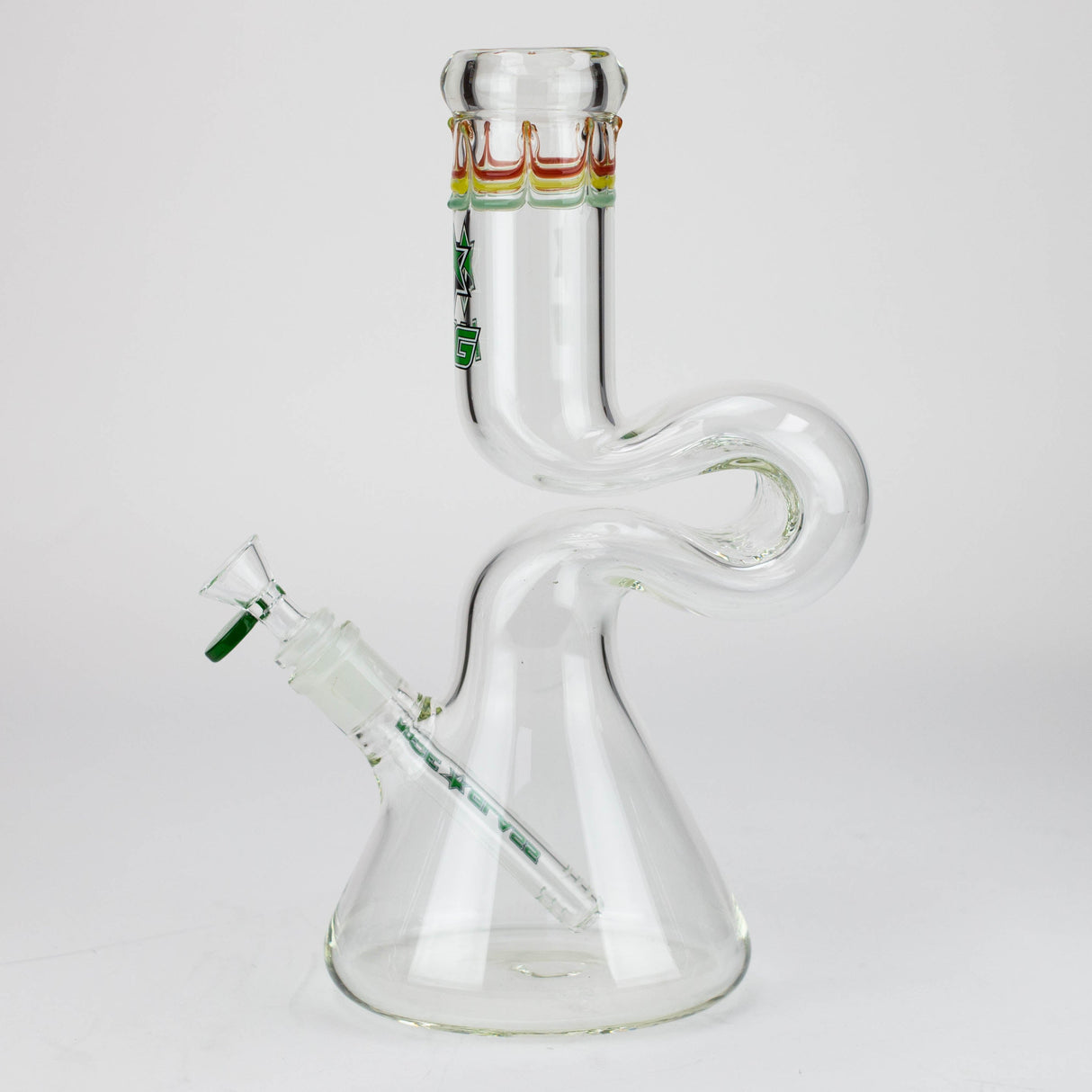 Bang en verre à bec verseur NG 12" Zig-Zag de couleur