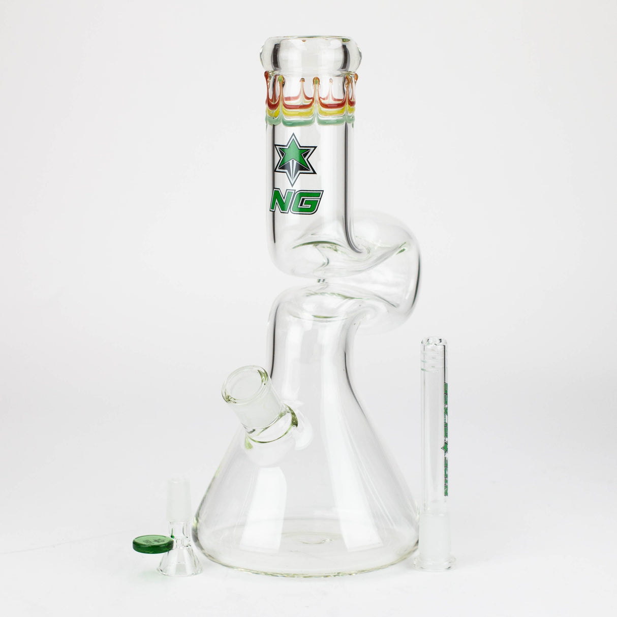 Bang en verre à bec verseur NG 12" Zig-Zag de couleur