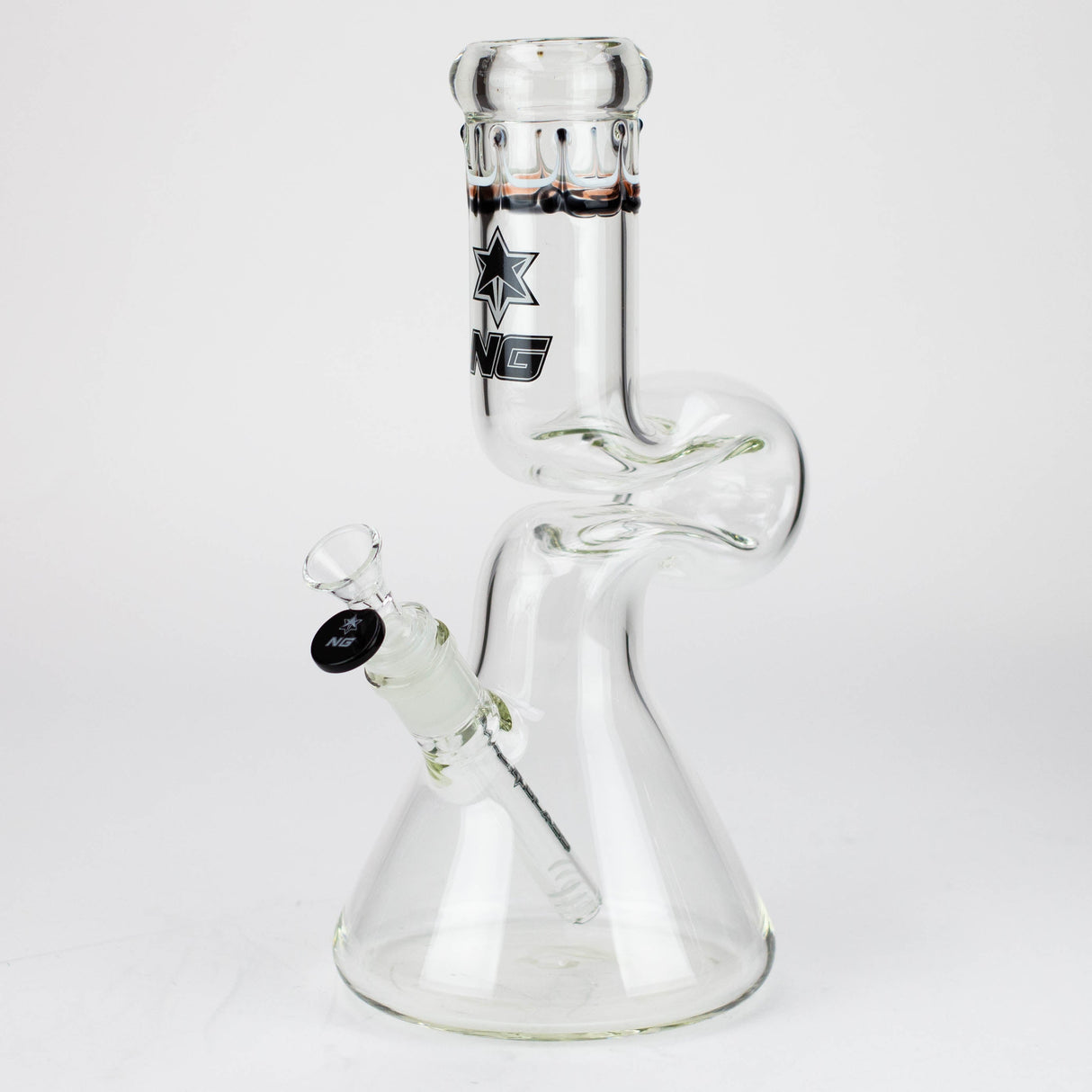 Bang en verre à bec verseur NG 12" Zig-Zag de couleur