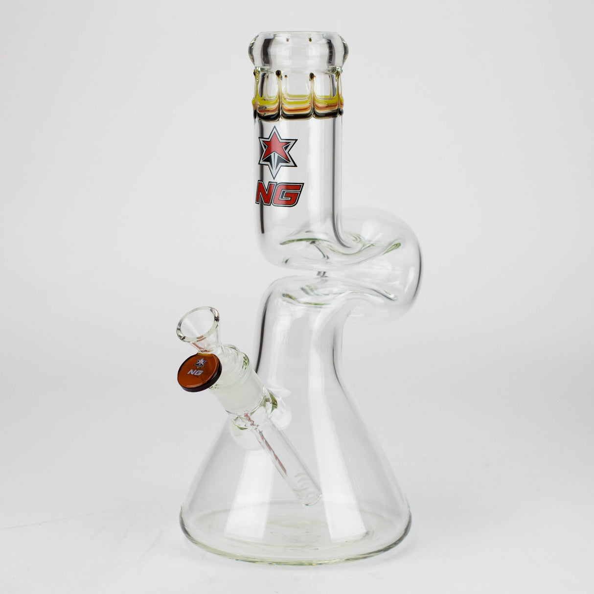 Bang en verre à bec verseur NG 12" Zig-Zag de couleur