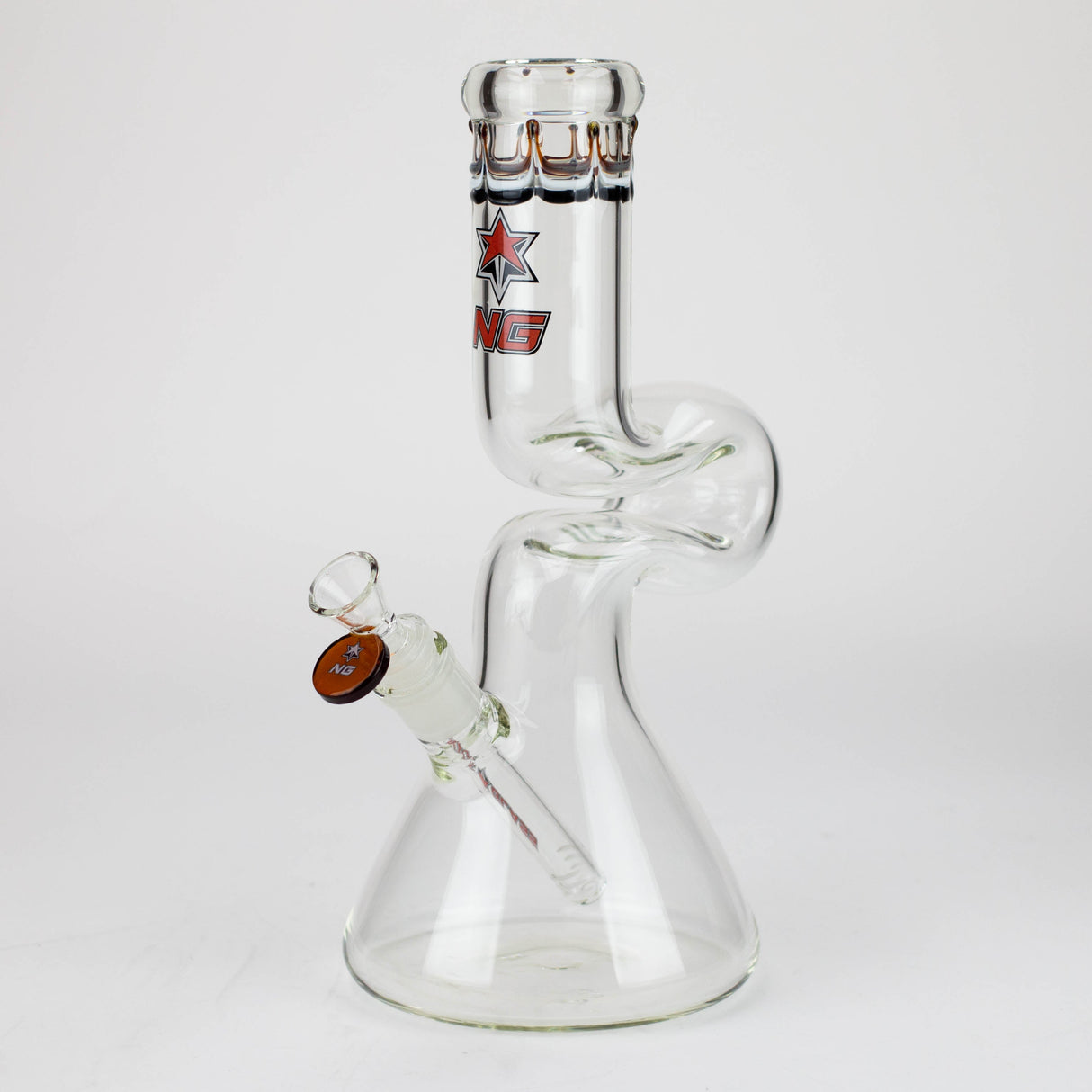 Bang en verre à bec verseur NG 12" Zig-Zag de couleur