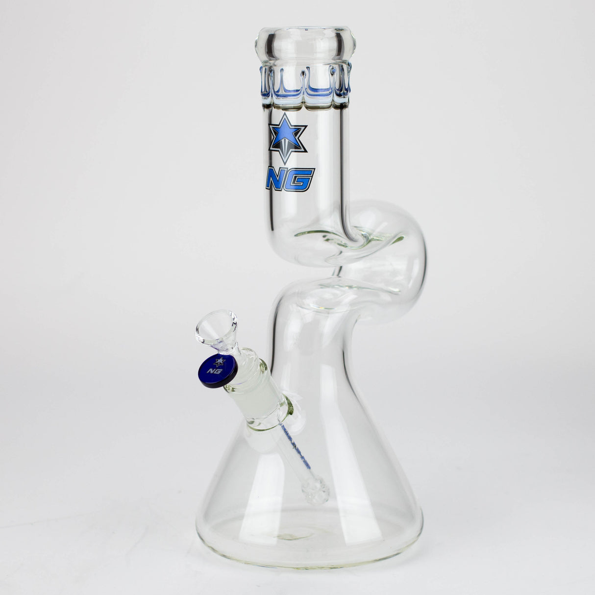 Bang en verre à bec verseur NG 12" Zig-Zag de couleur