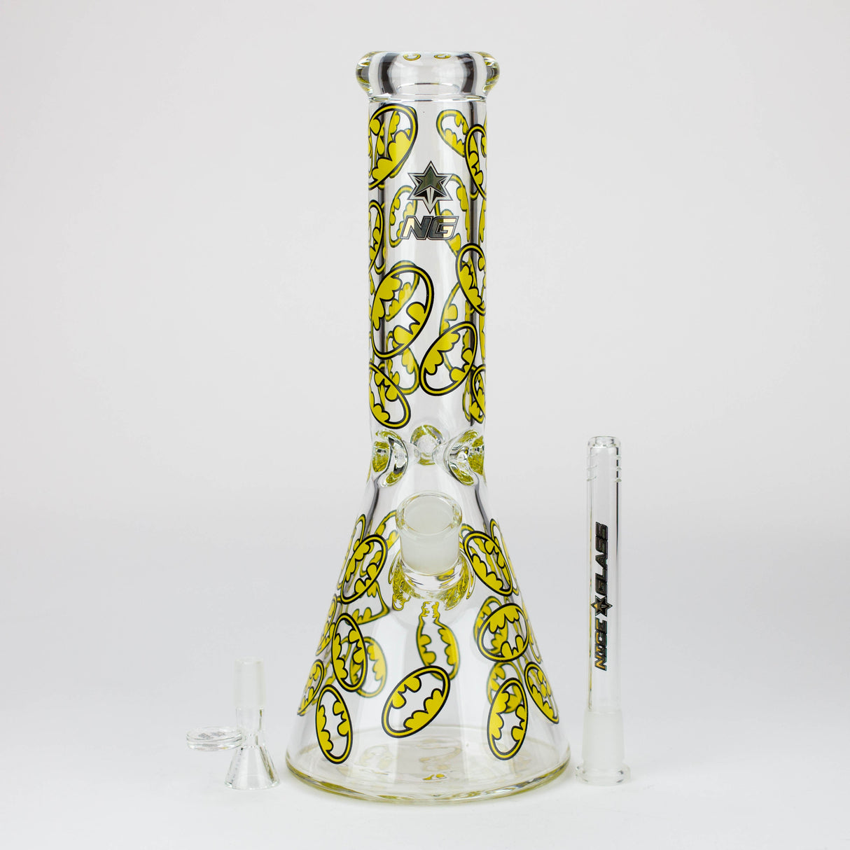 Bong en verre à colonne NG 13" logo chauve-souris 7mm