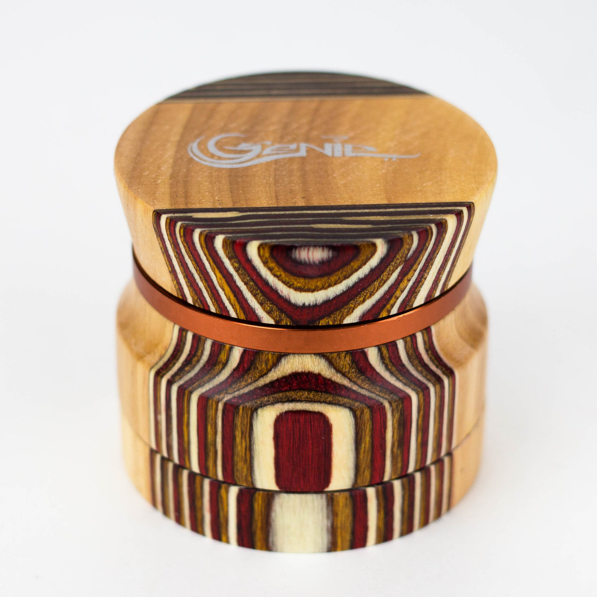 Genie 4-Part Wooden Cover Herb Grinder - 2.4" Diameter