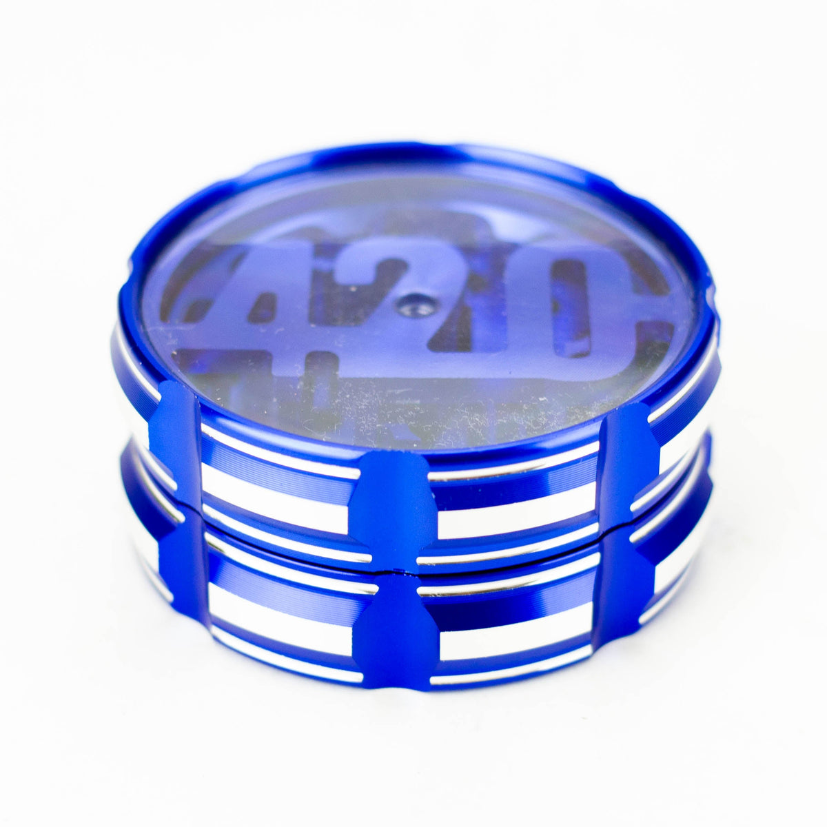 Moulin en aluminium 4 parties 420 Blue 63 mm avec fenêtre en acrylique
