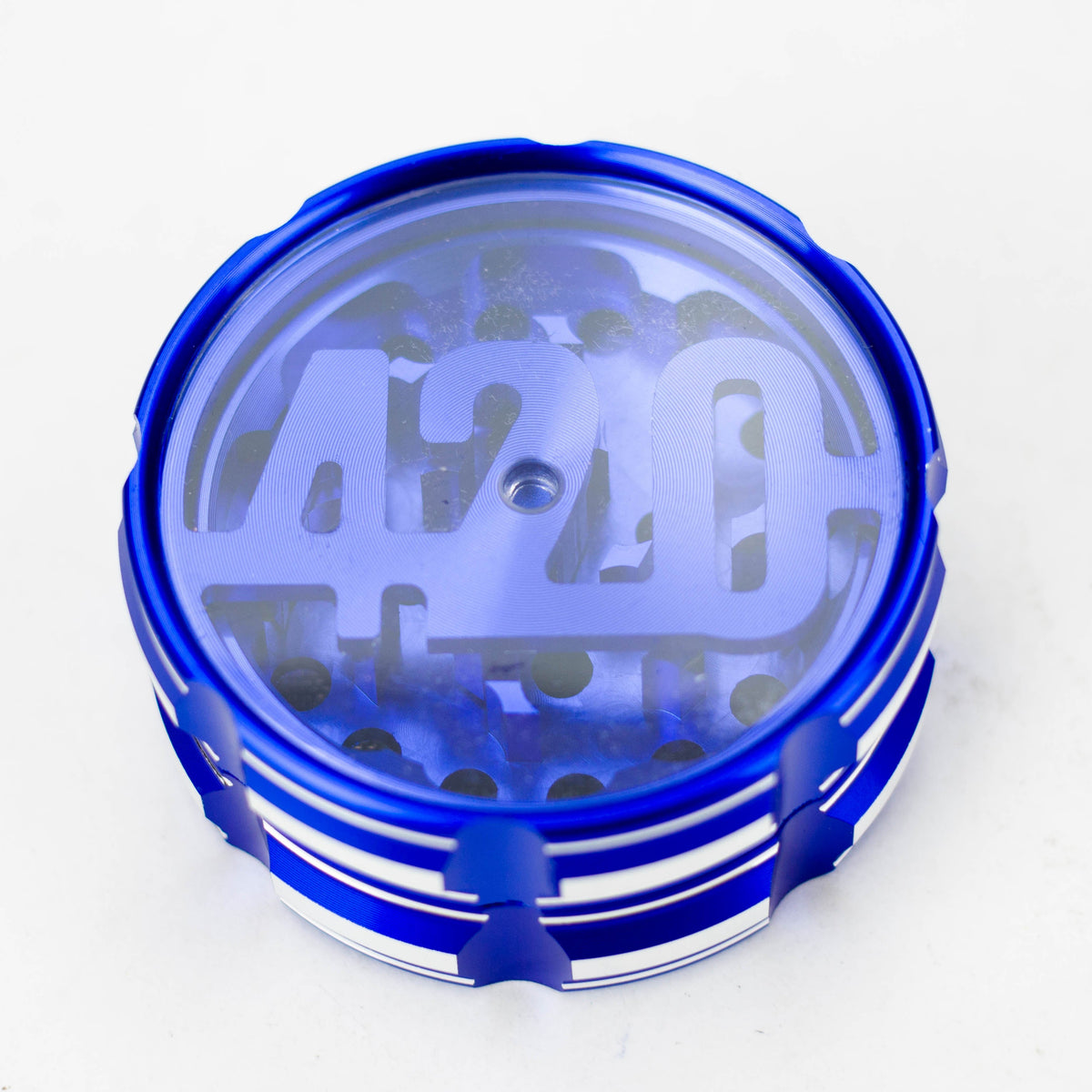 Moulin en aluminium 4 parties 420 Blue 63 mm avec fenêtre en acrylique