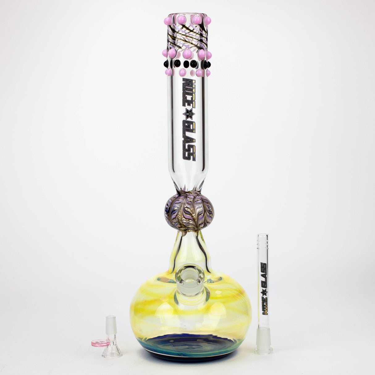 NG 17" Fumed Dotted Round Base Glass Bong