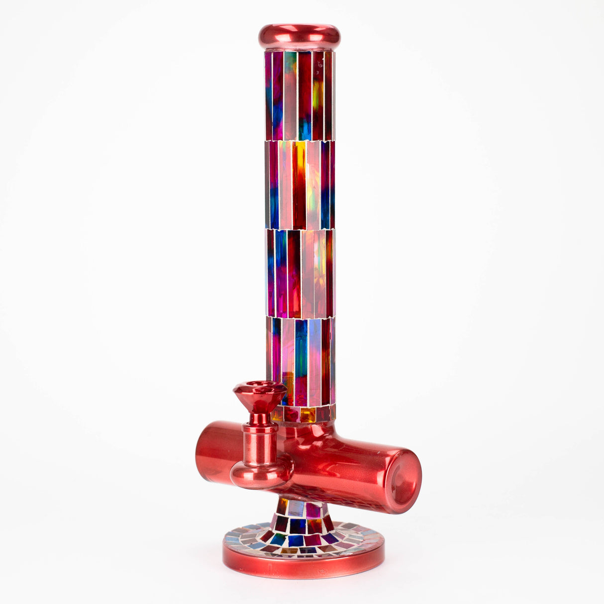 Bong en verre mosaïque de 15,5 po avec diffuseur en ligne