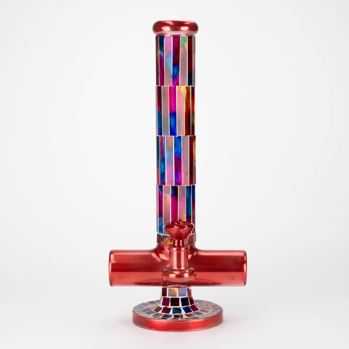 Bong en verre mosaïque de 15,5 po avec diffuseur en ligne