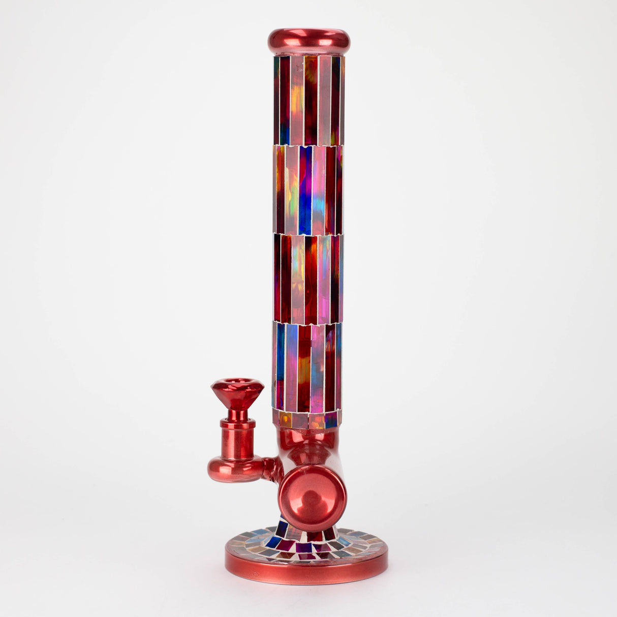 Bong en verre mosaïque de 15,5 po avec diffuseur en ligne