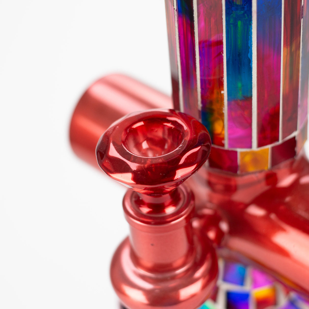 Bong en verre mosaïque de 15,5 po avec diffuseur en ligne