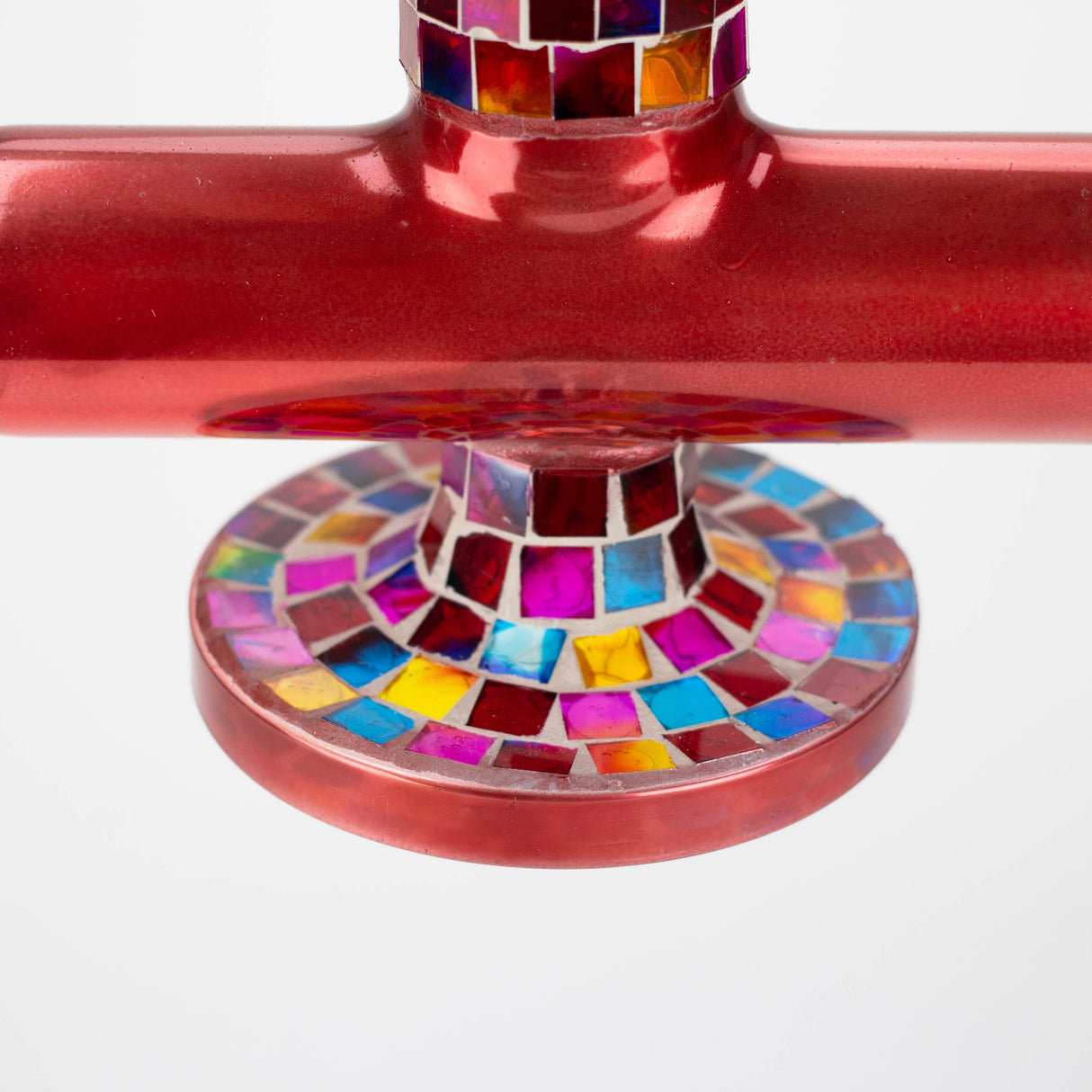 Bong en verre mosaïque de 15,5 po avec diffuseur en ligne