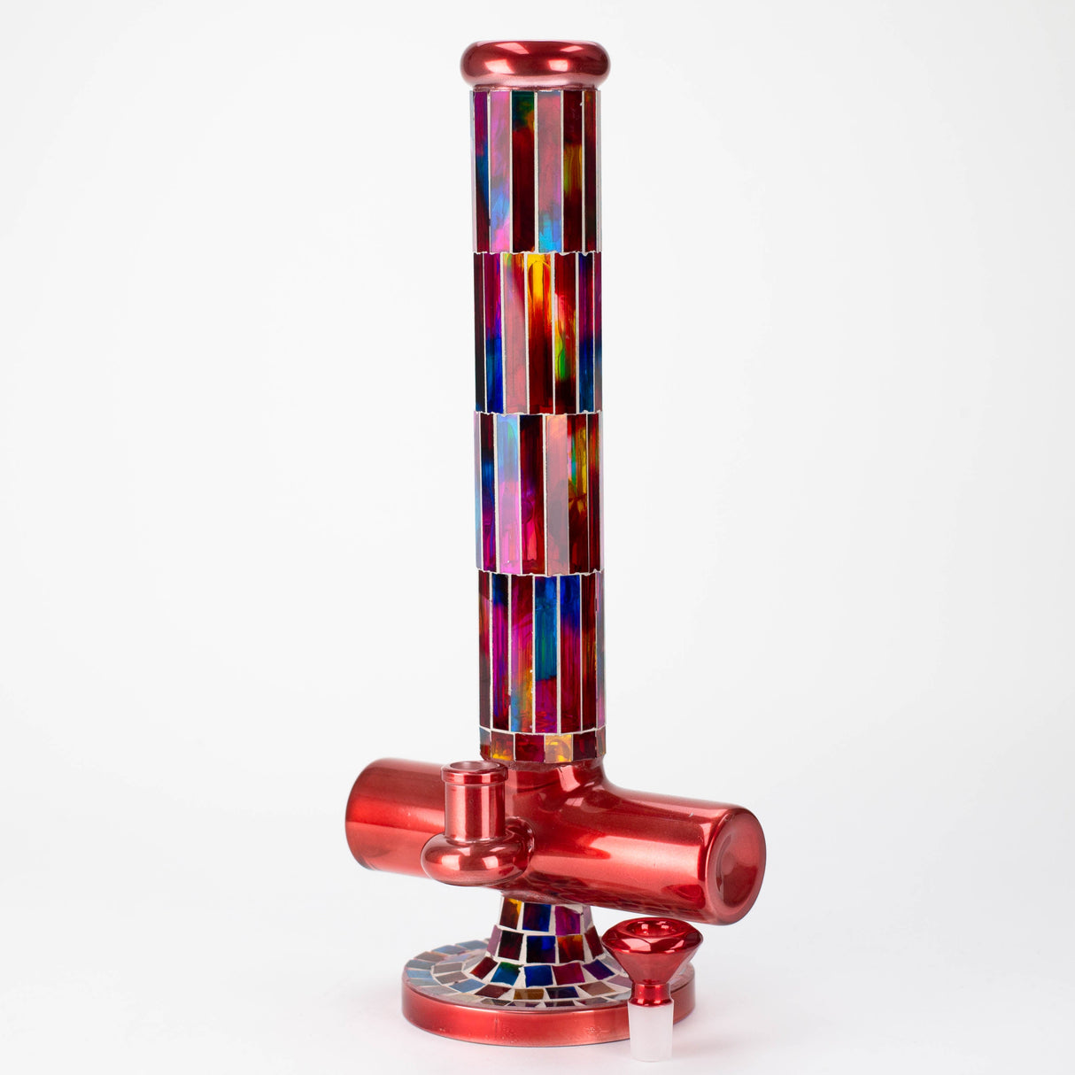 Bong en verre mosaïque de 15,5 po avec diffuseur en ligne