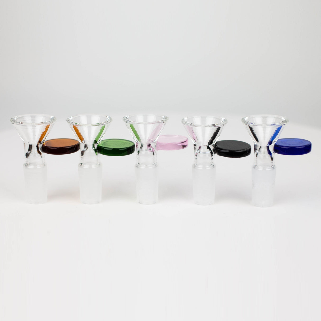 Glass bowl with color round handle for 14 mm Pack of 3