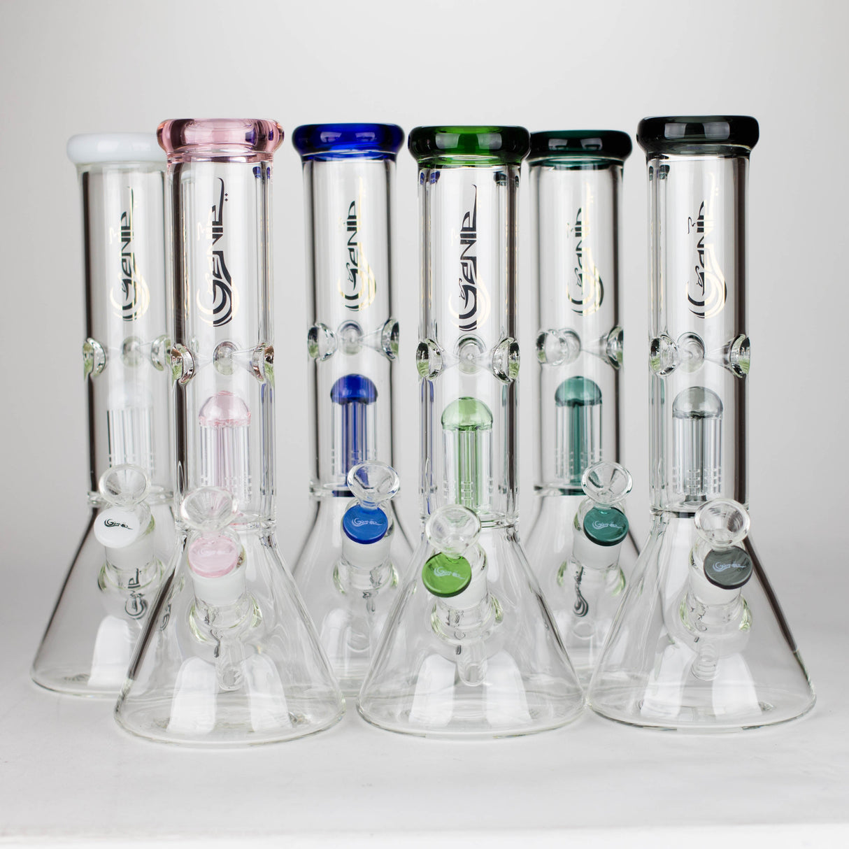 Genie 12" Colour-Accented Glass Bong with 6-Arm Perc