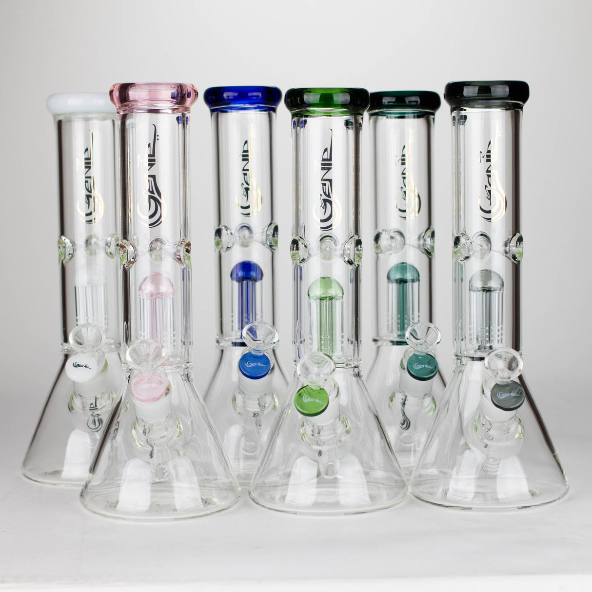 ONE Glass Bong Genie 12" Colour-Accented Glass Bong with 6-Arm Perc Genie Glass Bong with 6-Arm Perc | Canada