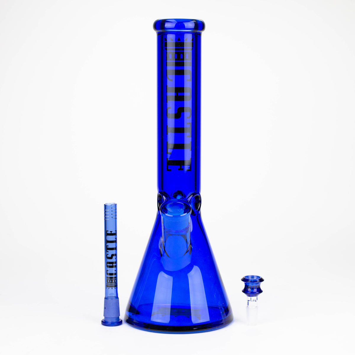 Bong en verre en forme de bécher Castle Glassworks, 35,5 cm, électroplaqué