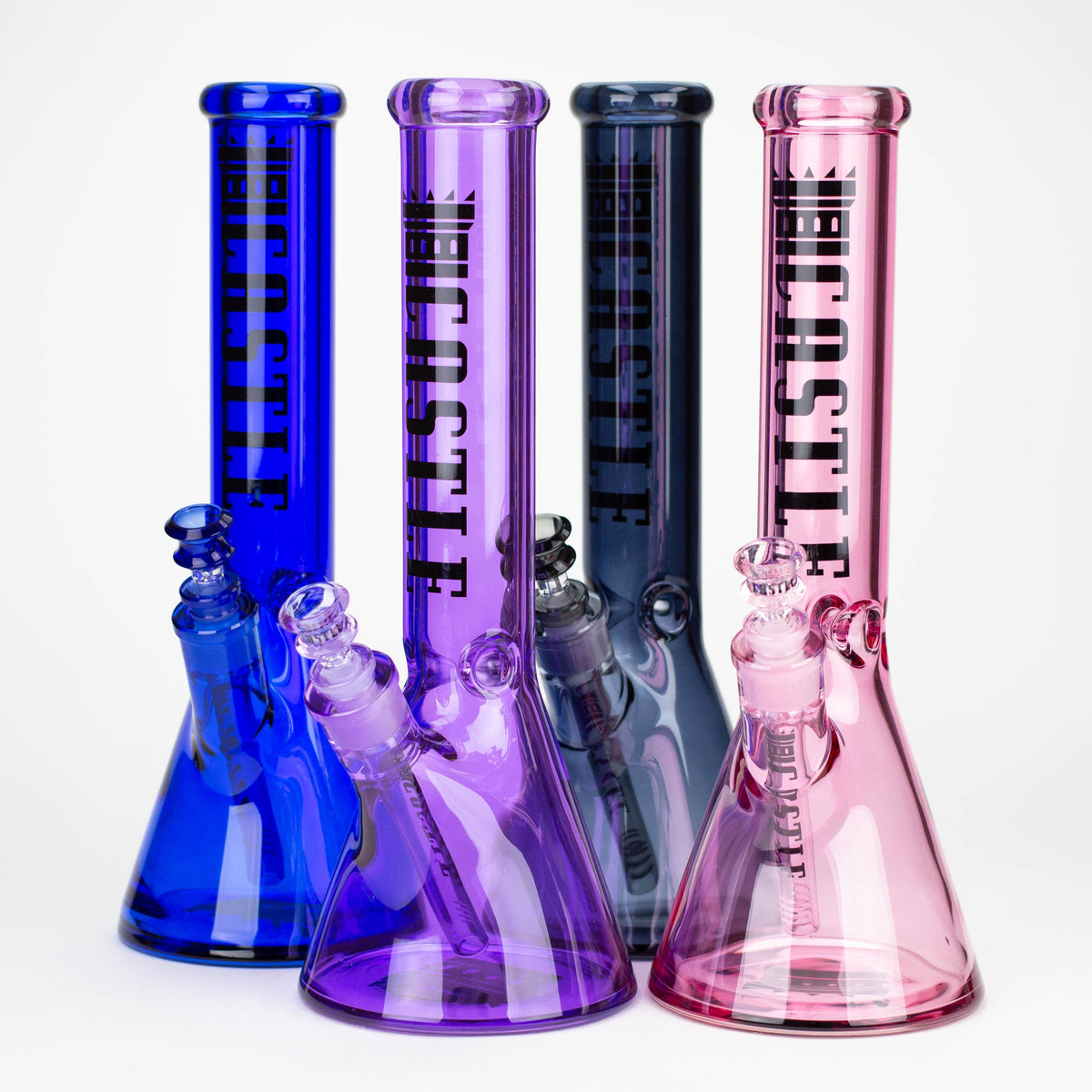 Bong en verre en forme de bécher Castle Glassworks, 35,5 cm, électroplaqué