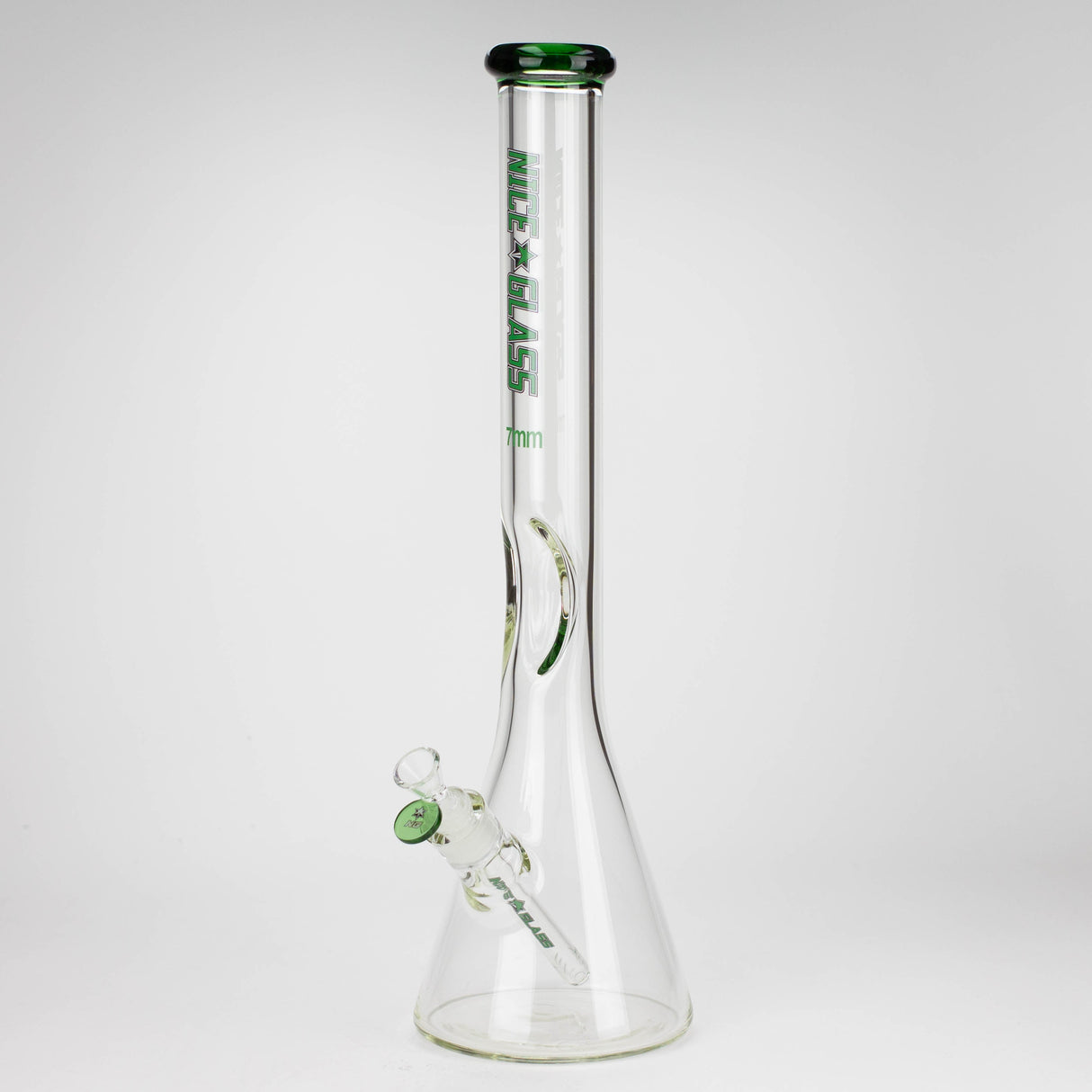 Bang en verre NG 18" coudé à embouchure plate, avec restricteur de glace, épaisseur 7mm