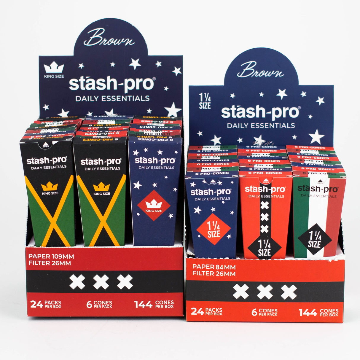 Stash-Pro | Unbleached (Brown) Pro 6 Cones box of 24